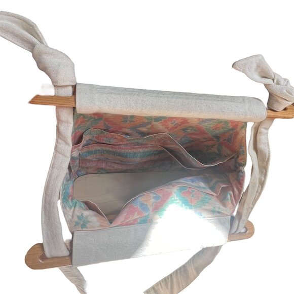 Vintage 90s Cream Multicolor Print Canvas Shoulder Bag - Picture 3 of 7